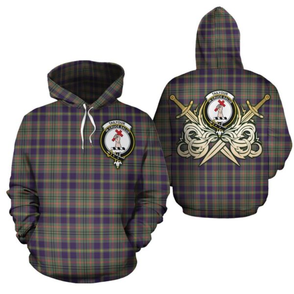 Taylor Weathered Clan Hoodie, Scottish Tartan Taylor Weathered Clans Hoodie Gold Thistle Style