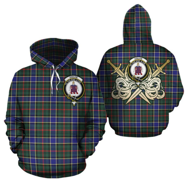 Ogilvie Hunting Modern Clan Hoodie, Scottish Tartan Ogilvie Hunting Modern Clans Hoodie Gold Thistle Style