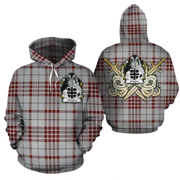 Clayton Clan Hoodie, Scottish Tartan Clayton Clans Hoodie Gold Thistle Style