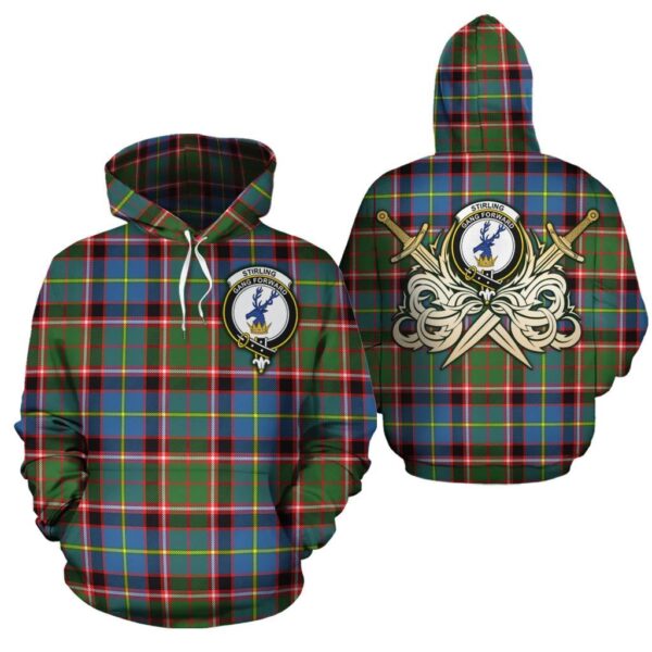 Stirling Bannockburn Clan Hoodie, Scottish Tartan Stirling Bannockburn Clans Hoodie Gold Thistle Style