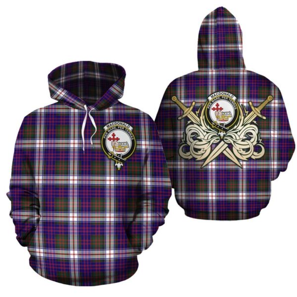 MacDonald Dress Modern Clan Hoodie, Scottish Tartan MacDonald Dress Modern Clans Hoodie Gold Thistle Style