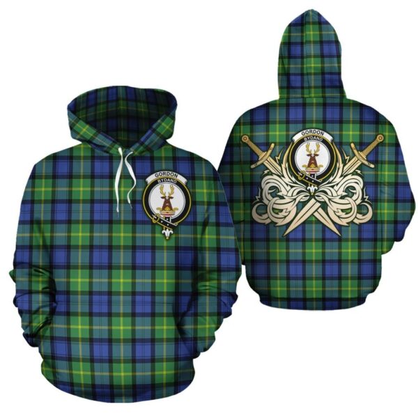 Gordon Old Ancient Clan Hoodie, Scottish Tartan Gordon Old Ancient Clans Hoodie Gold Thistle Style