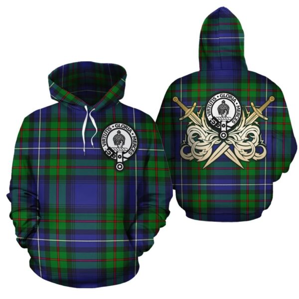 Donnachaidh Clan Hoodie, Scottish Tartan Donnachaidh Clans Hoodie Gold Thistle Style