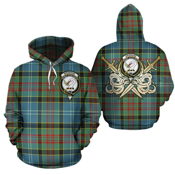 Brisbane modern Clan Hoodie, Scottish Tartan Brisbane modern Clans Hoodie Gold Thistle Style