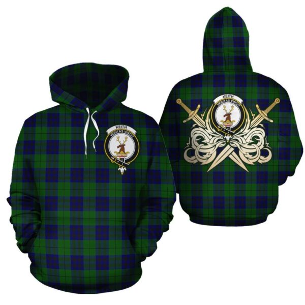 Keith Modern Clan Hoodie, Scottish Tartan Keith Modern Clans Hoodie Gold Thistle Style