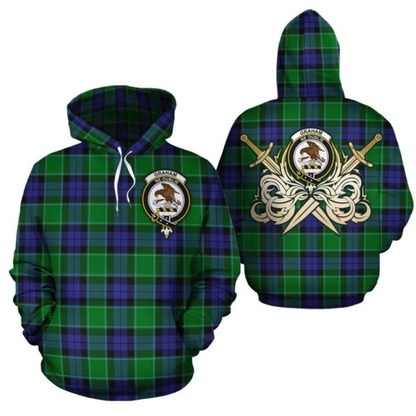 Graham of Menteith Modern Clan Hoodie, Scottish Tartan Graham of Menteith Modern Clans Hoodie Gold Thistle Style