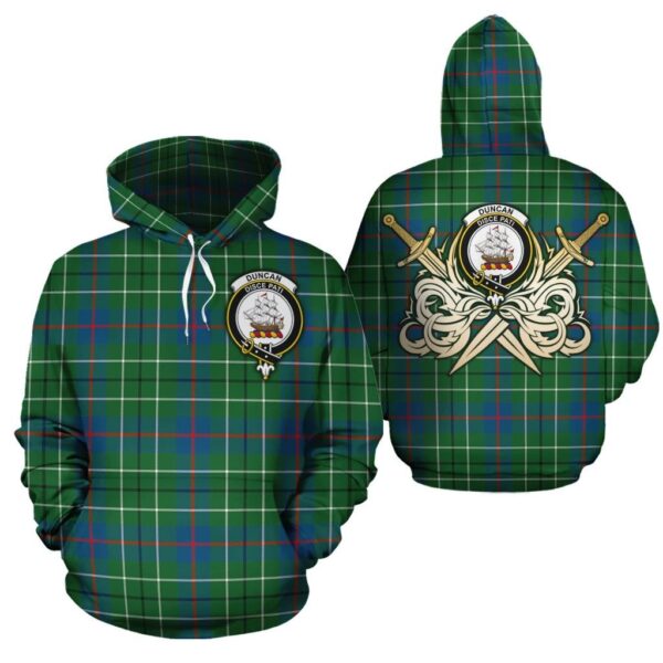 Duncan Ancient Clan Hoodie, Scottish Tartan Duncan Ancient Clans Hoodie Gold Thistle Style