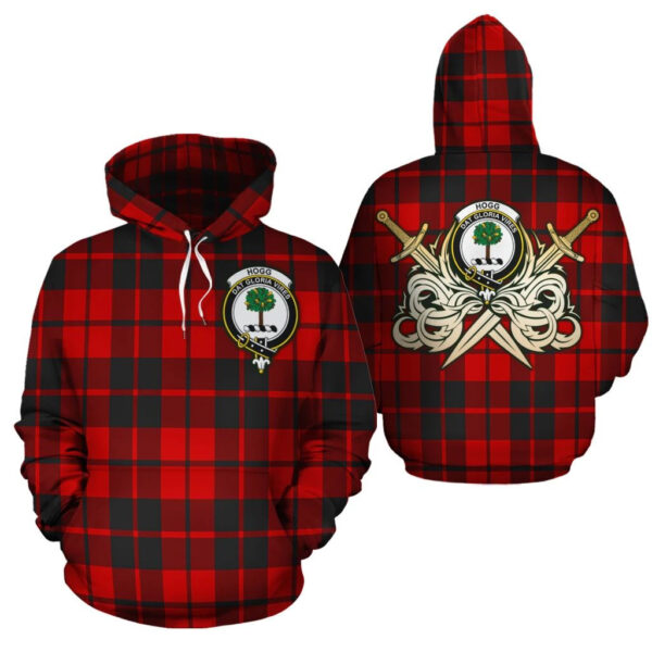 Hogg Clan Hoodie, Scottish Tartan Hogg Clans Hoodie Gold Thistle Style