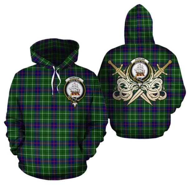 Duncan Modern Clan Hoodie, Scottish Tartan Duncan Modern Clans Hoodie Gold Thistle Style