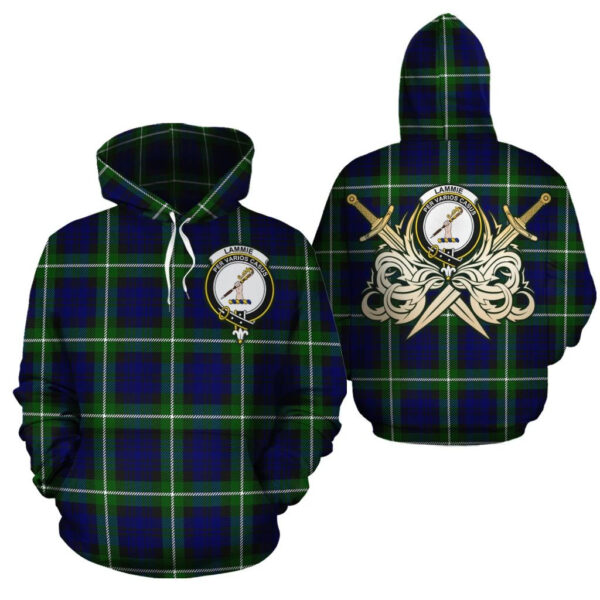 Lammie Clan Hoodie, Scottish Tartan Lammie Clans Hoodie Gold Thistle Style