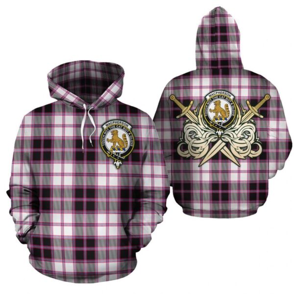 MacPherson Hunting Modern Clan Hoodie, Scottish Tartan MacPherson Hunting Modern Clans Hoodie Gold Thistle Style