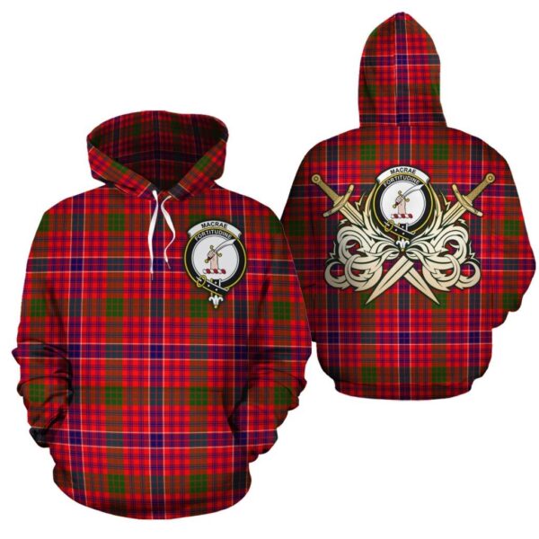 MacRae Modern Clan Hoodie, Scottish Tartan MacRae Modern Clans Hoodie Gold Thistle Style