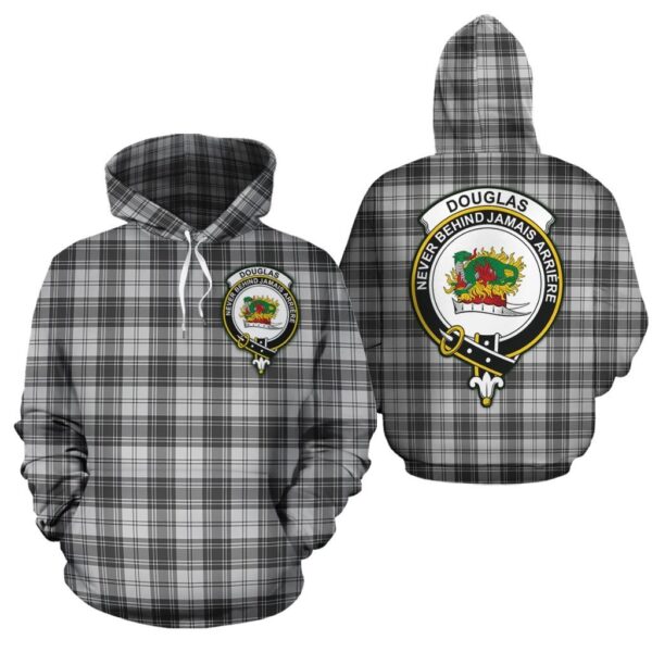 Douglas Grey Modern Clan Hoodie, Scottish Tartan Douglas Grey Modern Clans Hoodie Half Of New Style