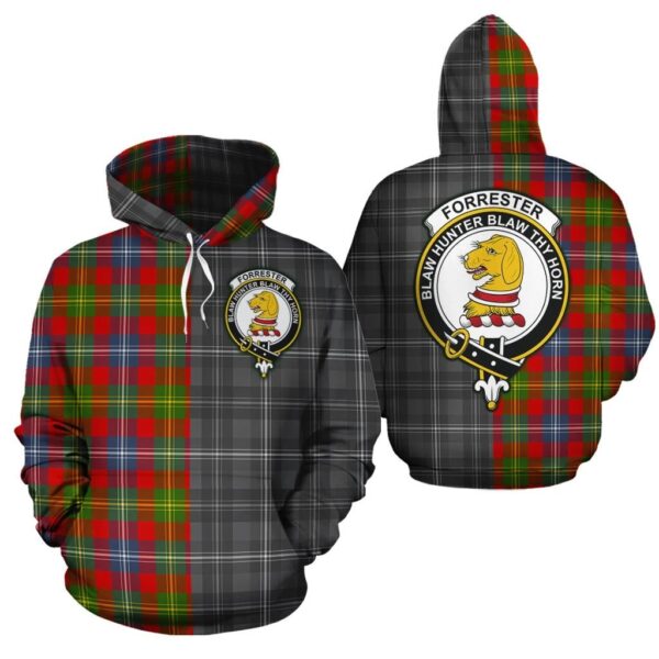 Forrester Clan Hoodie, Scottish Tartan Forrester Clans Hoodie Half Of New Style