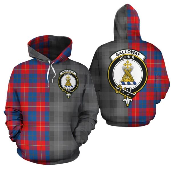 Galloway Red Clan Hoodie, Scottish Tartan Galloway Red Clans Hoodie Half Of New Style