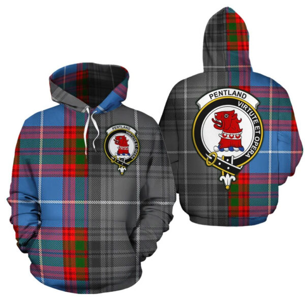 Pentland Clan Hoodie, Scottish Tartan Pentland Clans Hoodie Half Of New Style