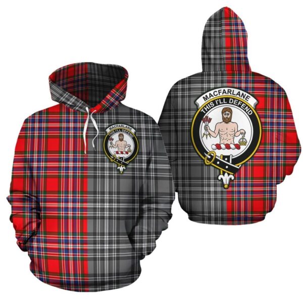 MacFarlane Modern Clan Hoodie, Scottish Tartan MacFarlane Modern Clans Hoodie Half Of New Style