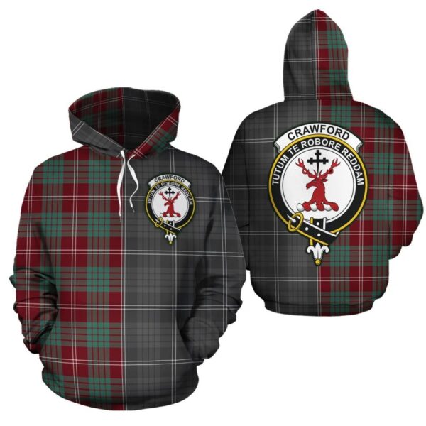 Crawford Modern Clan Hoodie, Scottish Tartan Crawford Modern Clans Hoodie Half Of New Style