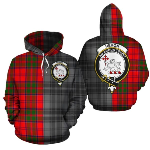 Heron Clan Hoodie, Scottish Tartan Heron Clans Hoodie Half Of New Style