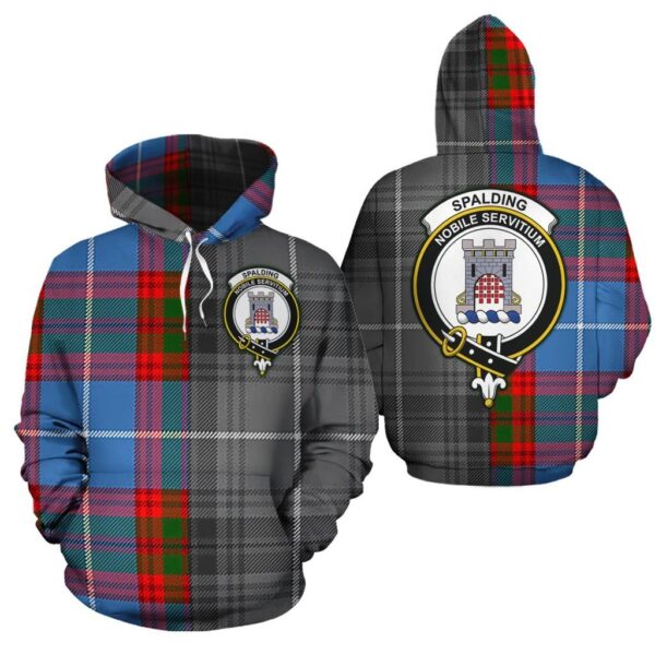 Spalding Clan Hoodie, Scottish Tartan Spalding Clans Hoodie Half Of New Style