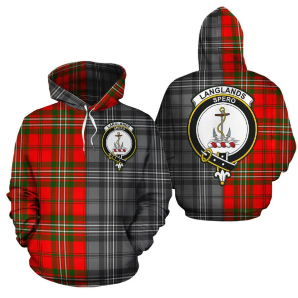 Langlands Clan Hoodie, Scottish Tartan Langlands Clans Hoodie Half Of New Style