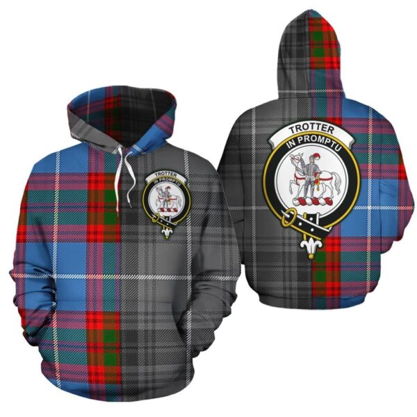 Trotter Clan Hoodie, Scottish Tartan Trotter Clans Hoodie Half Of New Style