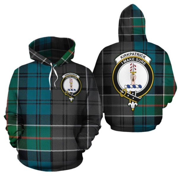 Kirkpatrick Clan Hoodie, Scottish Tartan Kirkpatrick Clans Hoodie Half Of New Style