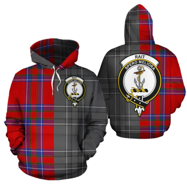 Rait Clan Hoodie, Scottish Tartan Rait Clans Hoodie Half Of New Style