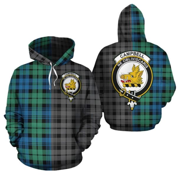 Campbell Ancient 01 Clan Hoodie, Scottish Tartan Campbell Ancient 01 Clans Hoodie Half Of New Style