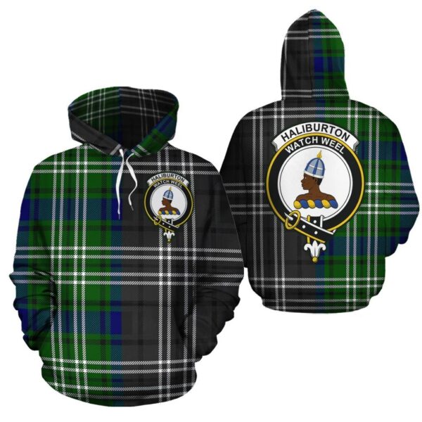 Haliburton Clan Hoodie, Scottish Tartan Haliburton Clans Hoodie Half Of New Style