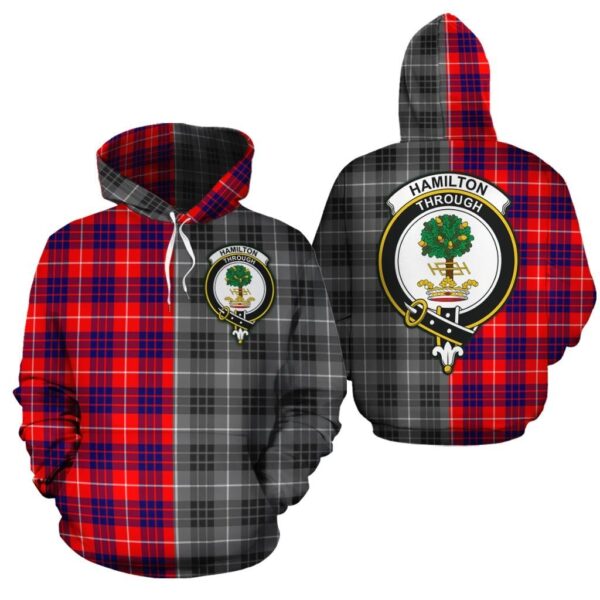 Hamilton Modern Clan Hoodie, Scottish Tartan Hamilton Modern Clans Hoodie Half Of New Style