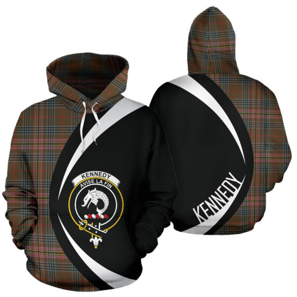 Kennedy Weathered Clan Hoodie, Scottish Tartan Kennedy Weathered Clans Hoodie Circle Style - Image 3