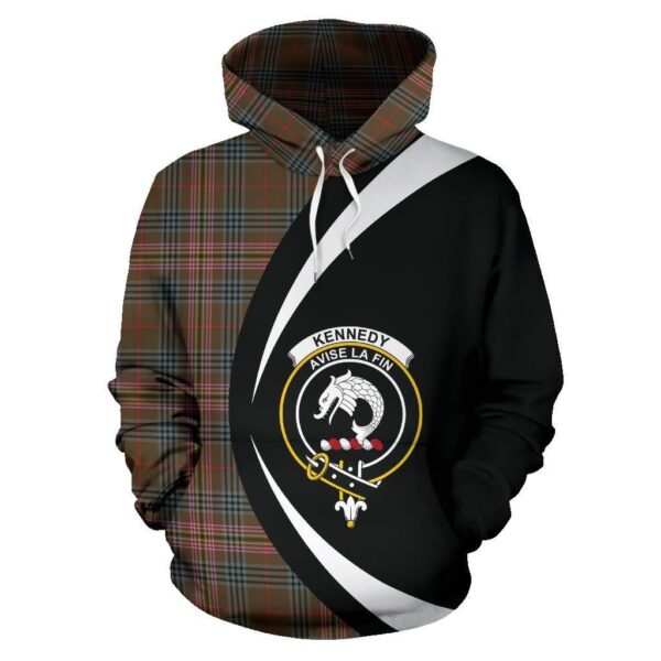 Kennedy Weathered Clan Hoodie, Scottish Tartan Kennedy Weathered Clans Hoodie Circle Style