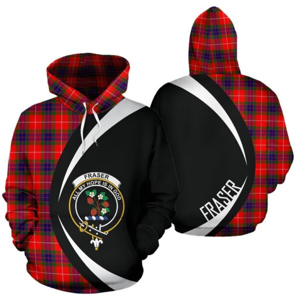 Fraser Modern Clan Hoodie, Scottish Tartan Fraser Modern Clans Hoodie Circle Style - Image 3