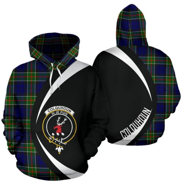 Colquhoun Modern Clan Hoodie, Scottish Tartan Colquhoun Modern Clans Hoodie Circle Style - Image 3