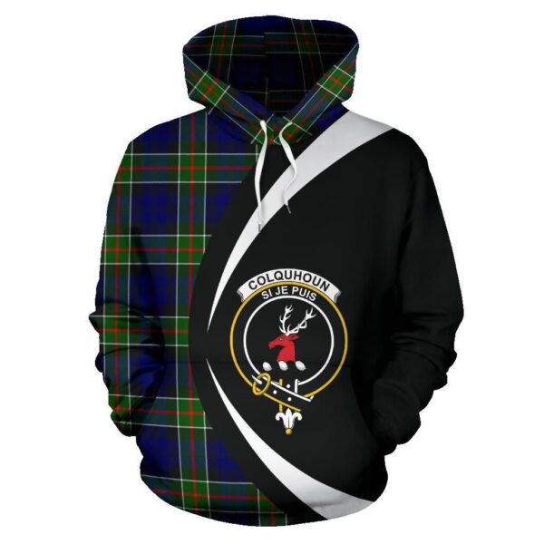 Colquhoun Modern Clan Hoodie, Scottish Tartan Colquhoun Modern Clans Hoodie Circle Style