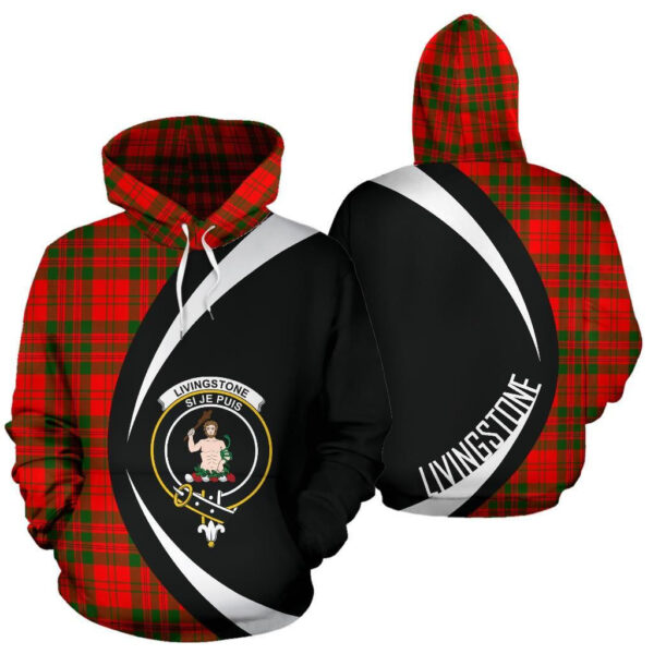 Livingstone Modern Clan Hoodie, Scottish Tartan Livingstone Modern Clans Hoodie Circle Style - Image 3