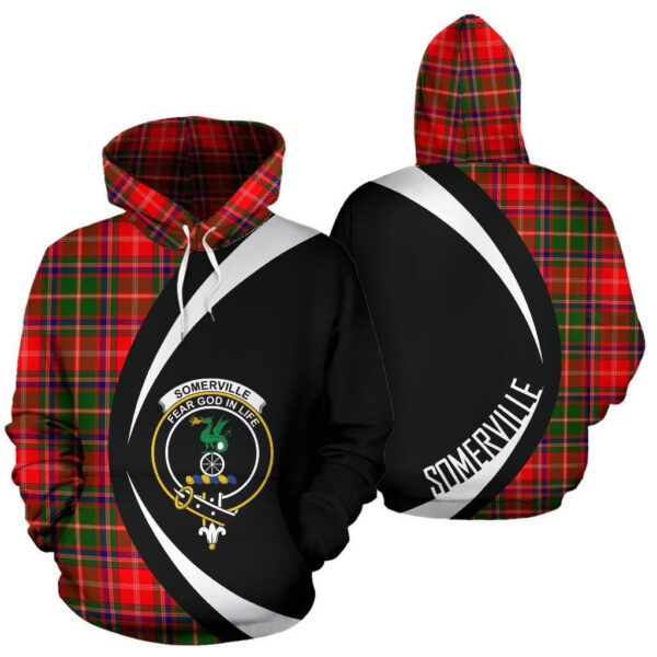 Somerville Modern Clan Hoodie, Scottish Tartan Somerville Modern Clans Hoodie Circle Style - Image 3