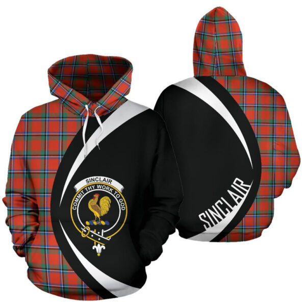 Sinclair Ancient Clan Hoodie, Scottish Tartan Sinclair Ancient Clans Hoodie Circle Style - Image 3