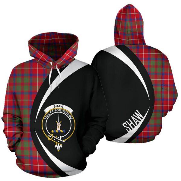 Shaw Red Modern Clan Hoodie, Scottish Tartan Shaw Red Modern Clans Hoodie Circle Style - Image 3