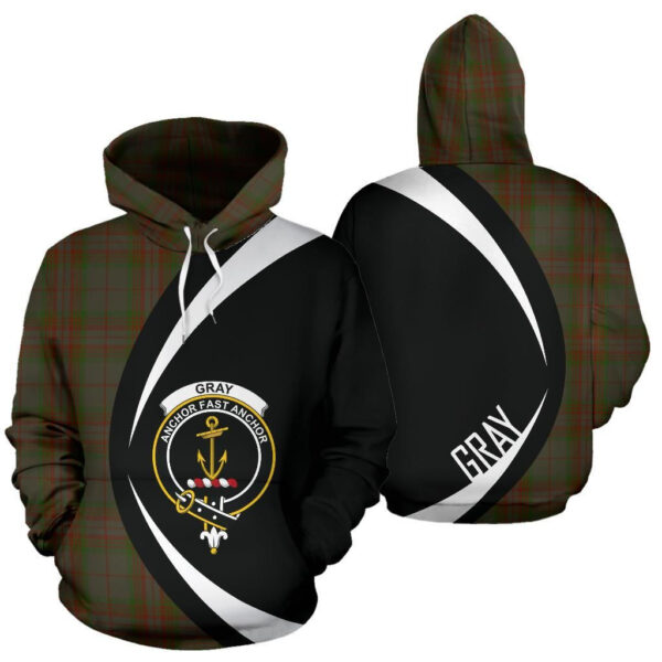 Gray Clan Hoodie, Scottish Tartan Gray Clans Hoodie Circle Style - Image 3