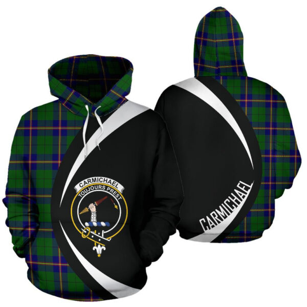 Carmichael Modern Clan Hoodie, Scottish Tartan Carmichael Modern Clans Hoodie Circle Style - Image 3