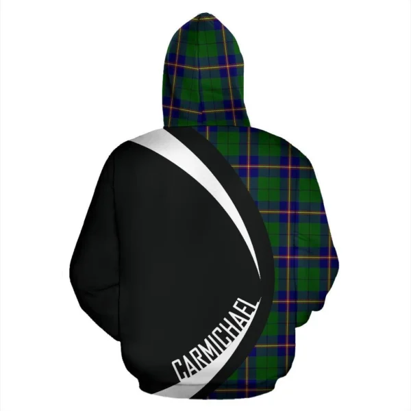 Carmichael Modern Clan Hoodie, Scottish Tartan Carmichael Modern Clans Hoodie Circle Style - Image 2