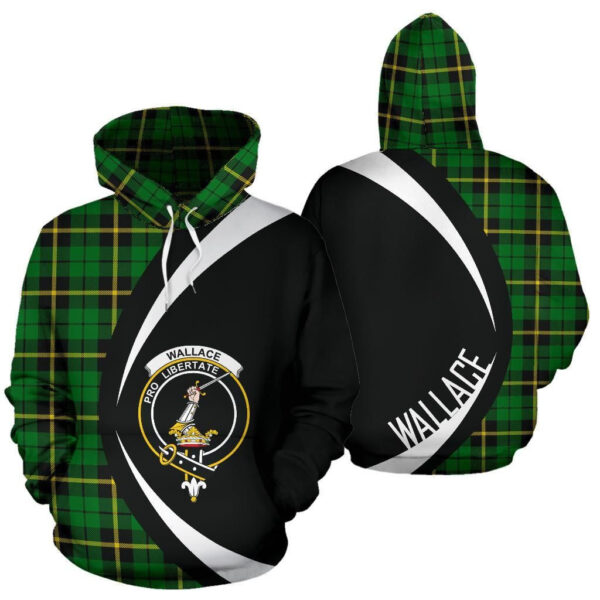 Wallace Hunting - Green Clan Hoodie, Scottish Tartan Wallace Hunting - Green Clans Hoodie Circle Style - Image 3