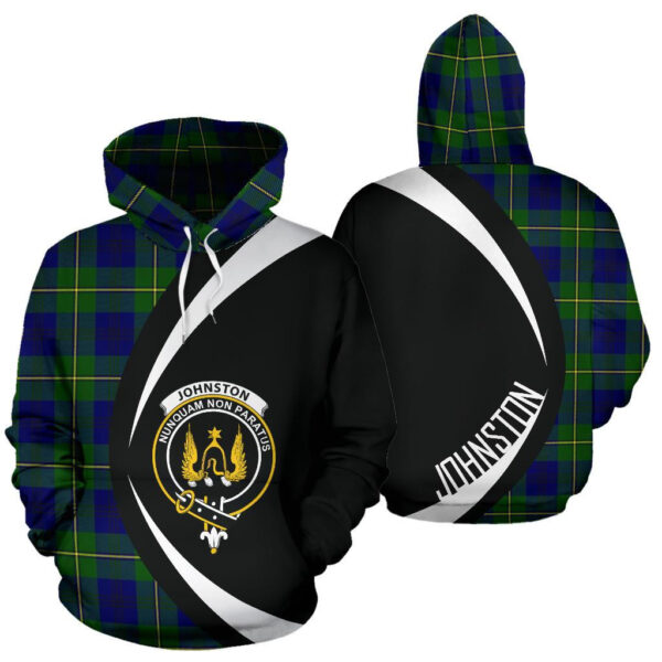 Johnston Modern Clan Hoodie, Scottish Tartan Johnston Modern Clans Hoodie Circle Style - Image 3