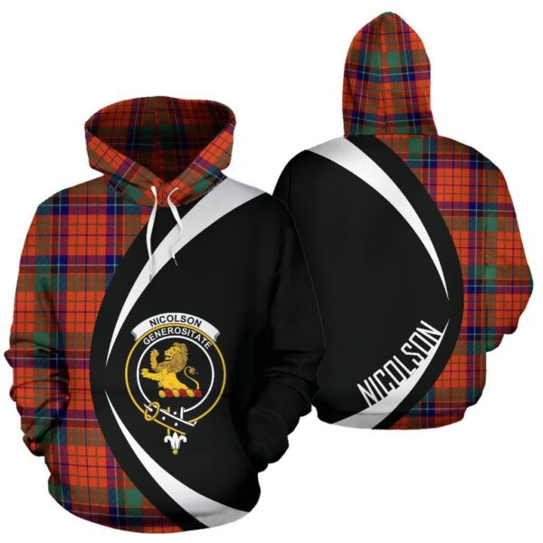 Nicolson Ancient Clan Hoodie, Scottish Tartan Nicolson Ancient Clans Hoodie Circle Style - Image 3