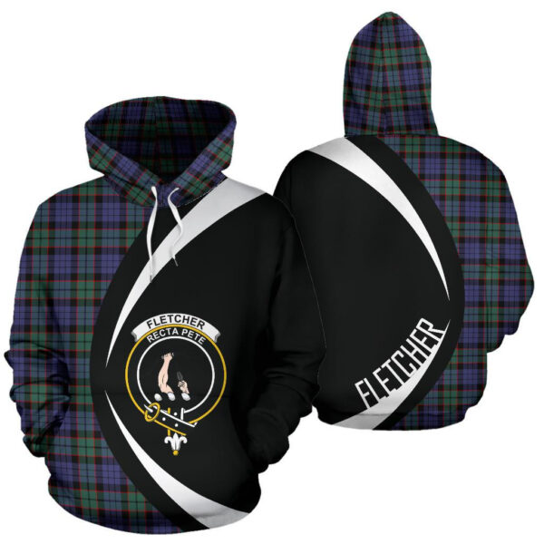 Fletcher Modern Clan Hoodie, Scottish Tartan Fletcher Modern Clans Hoodie Circle Style - Image 3