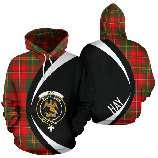 Hay Modern Clan Hoodie, Scottish Tartan Hay Modern Clans Hoodie Circle Style - Image 3