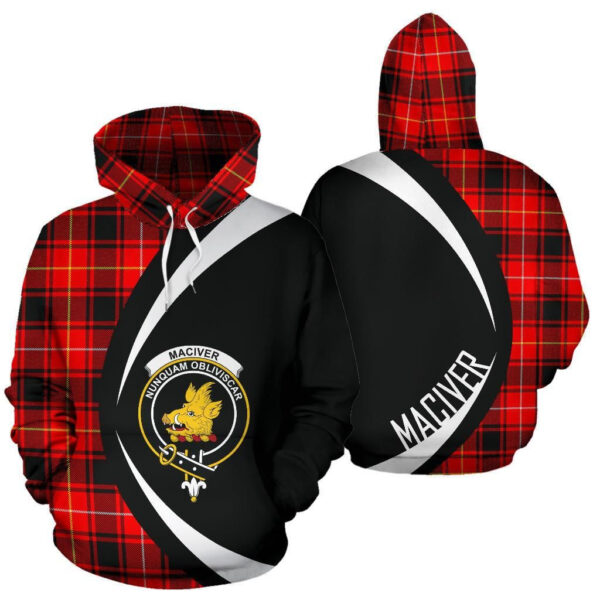 MacIver Modern Clan Hoodie, Scottish Tartan MacIver Modern Clans Hoodie Circle Style - Image 3