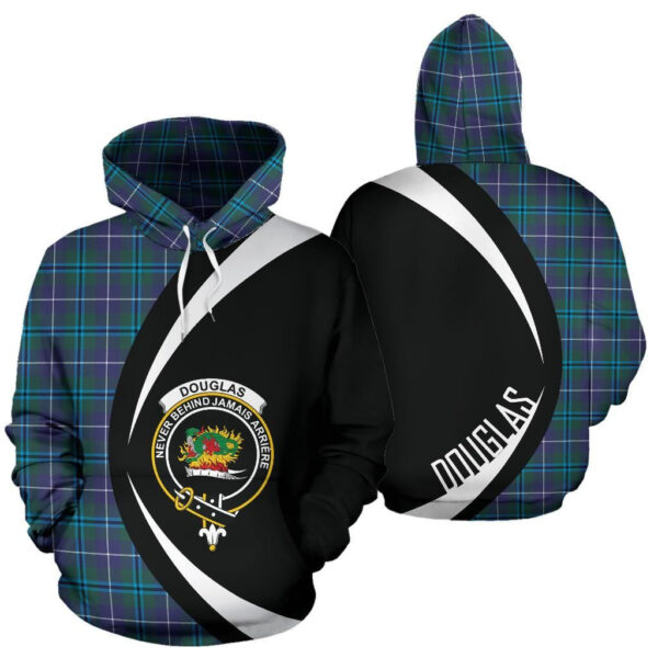 Douglas Modern Clan Hoodie, Scottish Tartan Douglas Modern Clans Hoodie Circle Style - Image 3